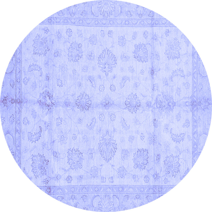 Round Abstract Blue Modern Rug, abs691blu