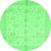 Round Abstract Emerald Green Modern Rug, abs691emgrn