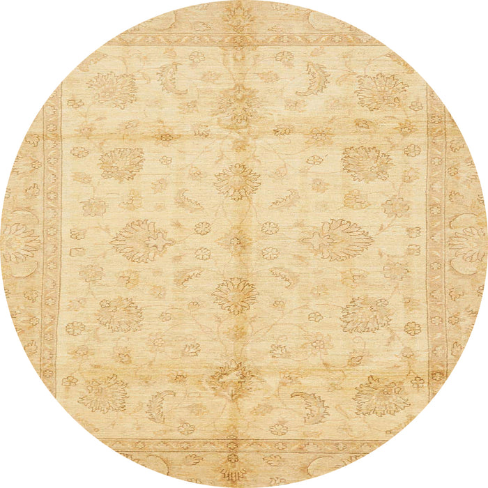 Round Abstract Mustard Yellow Modern Rug, abs691