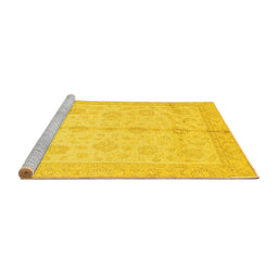 Sideview of Machine Washable Abstract Yellow Modern Rug, wshabs691yw