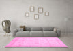 Machine Washable Abstract Pink Modern Rug in a Living Room, wshabs691pnk