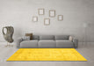 Machine Washable Abstract Yellow Modern Rug in a Living Room, wshabs691yw