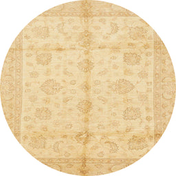Round Machine Washable Abstract Mustard Yellow Rug, wshabs691