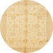 Round Machine Washable Abstract Mustard Yellow Rug, wshabs691