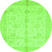 Round Abstract Green Modern Rug, abs691grn