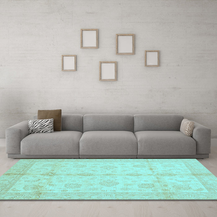 Machine Washable Abstract Light Blue Modern Rug in a Living Room, wshabs691lblu