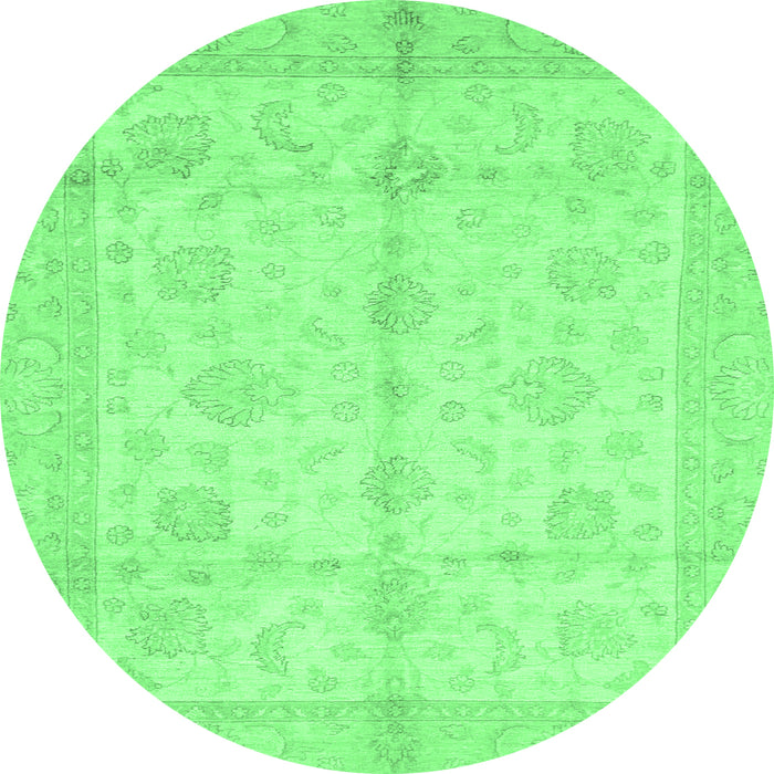 Round Machine Washable Abstract Emerald Green Modern Area Rugs, wshabs691emgrn
