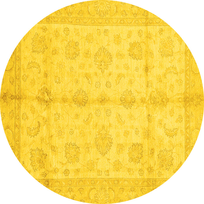 Round Abstract Yellow Modern Rug, abs691yw