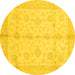 Round Abstract Yellow Modern Rug, abs691yw