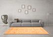 Machine Washable Abstract Orange Modern Area Rugs in a Living Room, wshabs691org