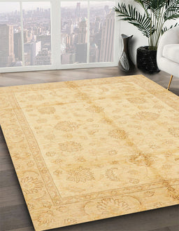 Machine Washable Abstract Mustard Yellow Rug in a Family Room, wshabs691