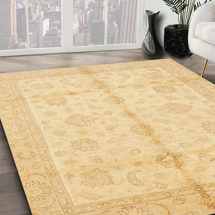 Machine Washable Abstract Mustard Yellow Rug in a Family Room, wshabs691