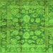 Square Machine Washable Oriental Green Traditional Area Rugs, wshabs692grn