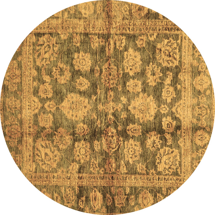 Round Machine Washable Oriental Brown Traditional Rug, wshabs692brn