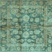 Square Machine Washable Oriental Light Blue Traditional Rug, wshabs692lblu