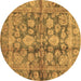 Round Oriental Brown Traditional Rug, abs692brn