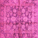 Square Machine Washable Oriental Pink Traditional Rug, wshabs692pnk