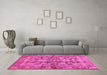 Machine Washable Oriental Pink Traditional Rug in a Living Room, wshabs692pnk