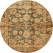 Round Abstract Yellow Oriental Rug, abs692