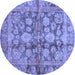 Round Oriental Blue Traditional Rug, abs692blu