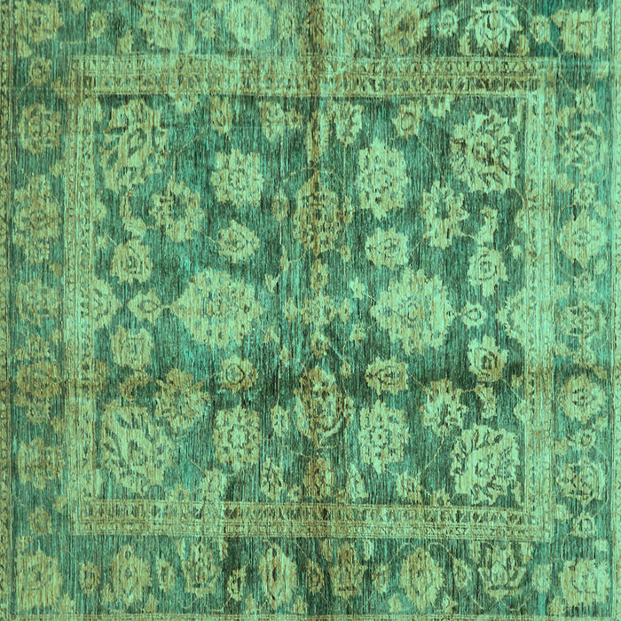 Square Machine Washable Oriental Turquoise Traditional Area Rugs, wshabs692turq