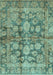 Machine Washable Oriental Light Blue Traditional Rug, wshabs692lblu