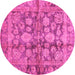 Round Oriental Pink Traditional Rug, abs692pnk