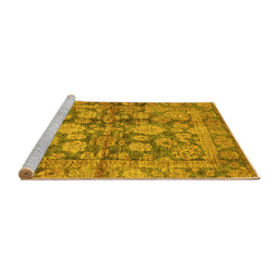 Sideview of Machine Washable Oriental Yellow Traditional Rug, wshabs692yw