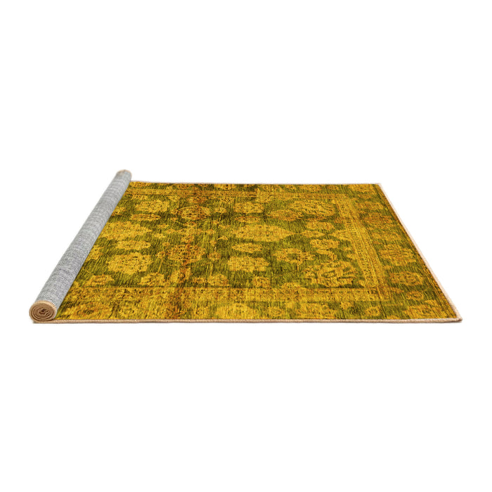 Sideview of Machine Washable Oriental Yellow Traditional Rug, wshabs692yw