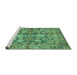 Sideview of Machine Washable Oriental Turquoise Traditional Area Rugs, wshabs692turq