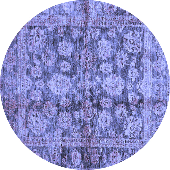 Round Machine Washable Oriental Blue Traditional Rug, wshabs692blu