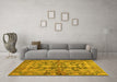 Machine Washable Oriental Yellow Traditional Rug in a Living Room, wshabs692yw