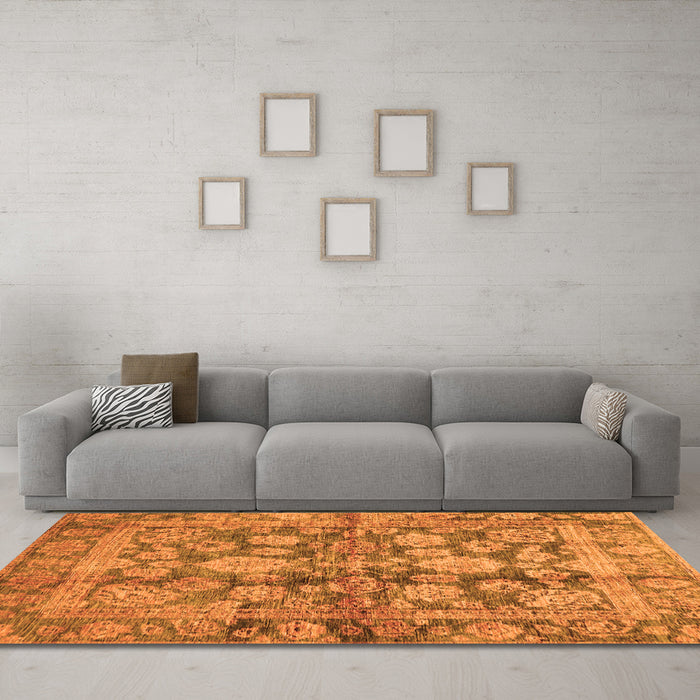 Machine Washable Oriental Orange Traditional Area Rugs in a Living Room, wshabs692org