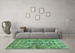 Machine Washable Oriental Turquoise Traditional Area Rugs in a Living Room,, wshabs692turq