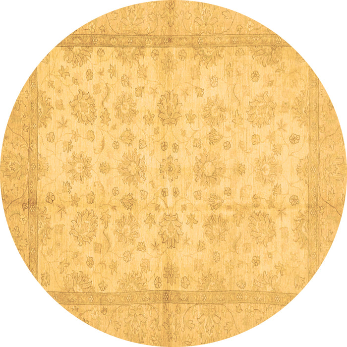 Round Oriental Brown Traditional Rug, abs693brn
