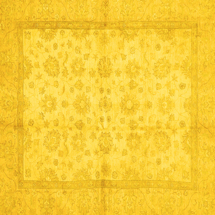 Square Machine Washable Oriental Yellow Traditional Rug, wshabs693yw