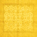 Square Machine Washable Oriental Yellow Traditional Rug, wshabs693yw