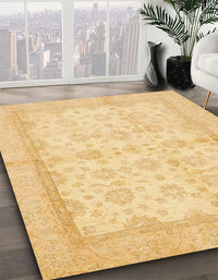 Abstract Chrome Gold Yellow Oriental Rug, abs693