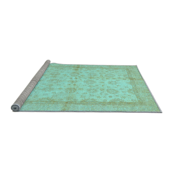 Sideview of Machine Washable Oriental Light Blue Traditional Rug, wshabs693lblu
