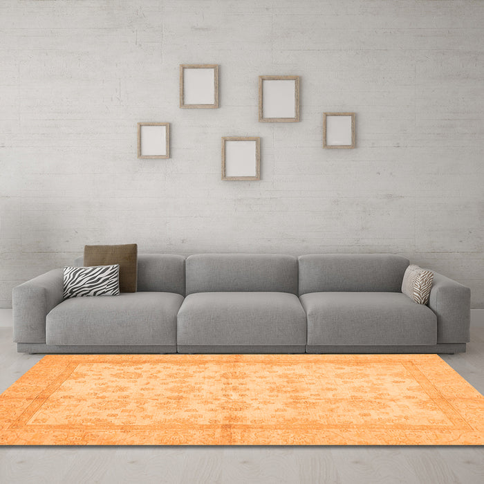 Machine Washable Oriental Orange Traditional Area Rugs in a Living Room, wshabs693org