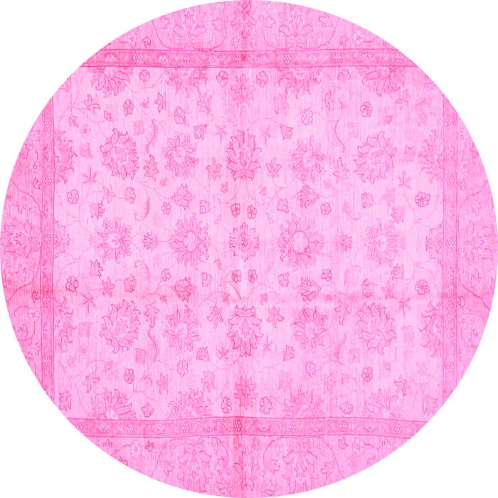 Round Oriental Pink Traditional Rug, abs693pnk