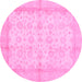 Round Oriental Pink Traditional Rug, abs693pnk