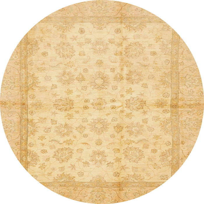 Round Machine Washable Abstract Chrome Gold Yellow Rug, wshabs693