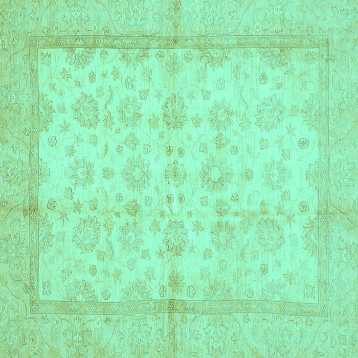 Square Machine Washable Oriental Turquoise Traditional Area Rugs, wshabs693turq