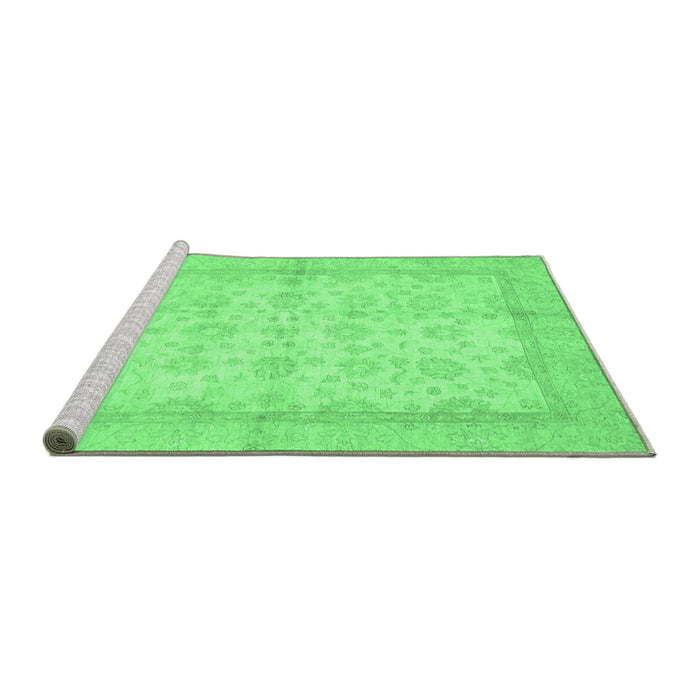 Sideview of Machine Washable Oriental Emerald Green Traditional Area Rugs, wshabs693emgrn