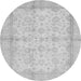 Round Machine Washable Oriental Gray Traditional Rug, wshabs693gry