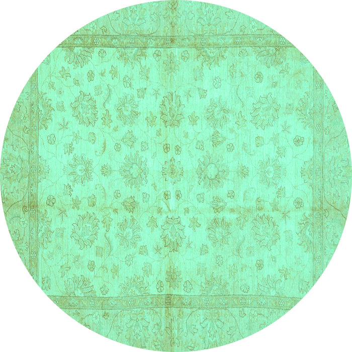 Round Oriental Turquoise Traditional Rug, abs693turq