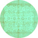 Round Oriental Turquoise Traditional Rug, abs693turq