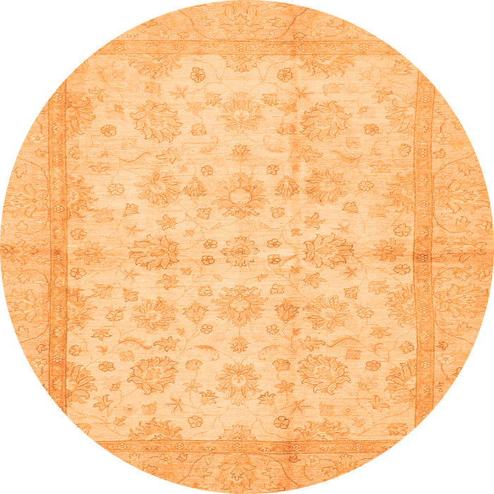 Round Machine Washable Oriental Orange Traditional Area Rugs, wshabs693org