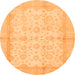 Round Machine Washable Oriental Orange Traditional Area Rugs, wshabs693org